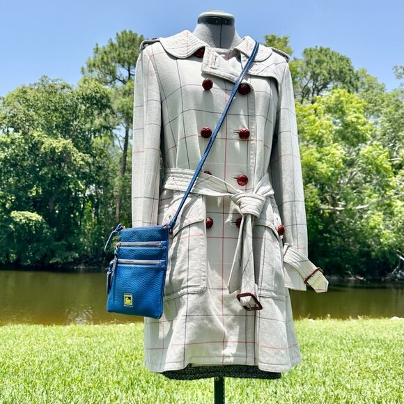 Dooney & Bourke DB Triple Zip North South Blue Pebbled Leather Utility Crossbody - Picture 3 of 14